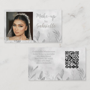 Moderner Boho-Botanik-Foto-Schrift-QR-Code Visitenkarte