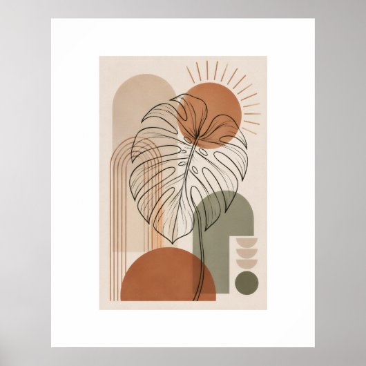 Moderner Boho-Botanik-Monstera-Blattposter Poster (Vorne)