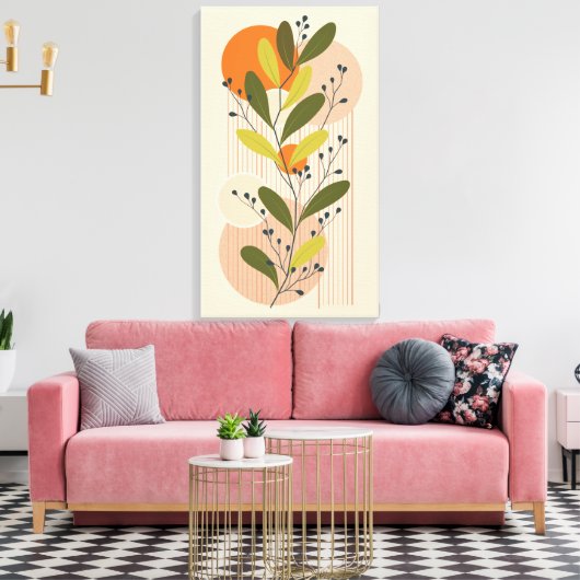 Moderner Boho-, botanischer und geometrischer Art Leinwanddruck (Insitu (Wohnzimmer))
