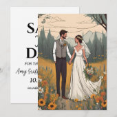 Moderner boho chic Fall speichern Dattelkarten Einladung (Vorne/Hinten)