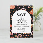 Moderner boho chic Fall speichern Dattelkarten Einladung (Stehend Vorderseite)