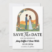 Moderner boho chic Fall speichern Dattelkarten Einladung (Vorderseite)