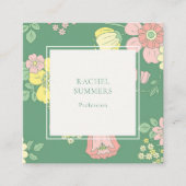 Moderner Boho Floral Square QR Quadratische Visitenkarte (Vorderseite)