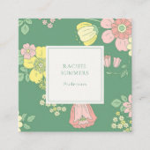 Moderner Boho Floral Square QR Quadratische Visitenkarte (Vorderseite)