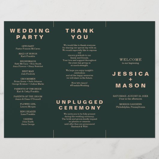 Moderner Boho Jewel Earth Tone Trifold Program Fly Flyer (Vorne)