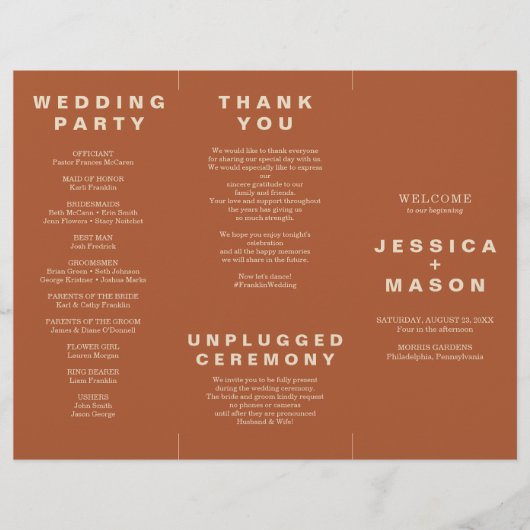 Moderner Boho Jewel Earth Tone Trifold Program Fly Flyer (Vorne)