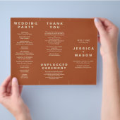 Moderner Boho Jewel Earth Tone Trifold Program Fly Flyer (Hand)