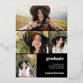 Moderner Boho Kreis schwarz chic 5 Fotos Abschluss Folieneinladung (Rückseite)