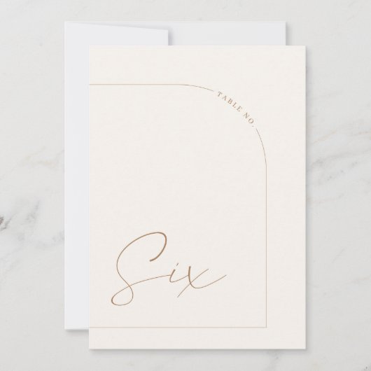 Moderner Boho Minimal Arch Table Sechs Tischnummer (Vorderseite)