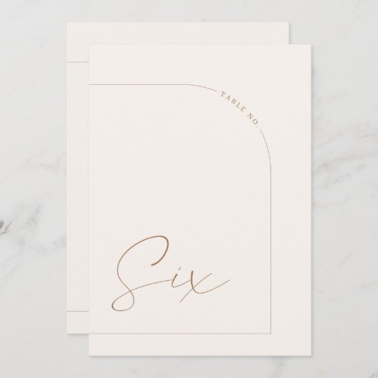 Moderner Boho Minimal Arch Table Sechs Tischnummer (Vorne/Hinten)