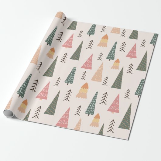 Moderner Boho Minimalistischer Weihnachtsbaum Geschenkpapier (Ungerollt)