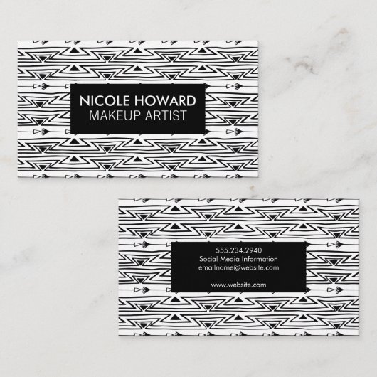 Moderner Boho Muster Hintergrund Visitenkarte (Vorne/Hinten)