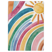 Moderner Boho Regenbogen und Sonnenschein nach Maß Klemmbrett (Rückseite)