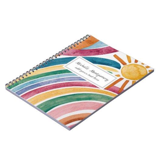 Moderner Boho Regenbogen und Sonnenschein nach Maß Notizblock (Linke Seite)