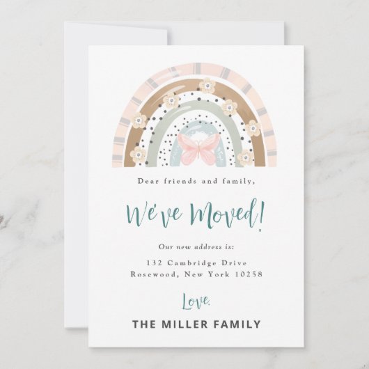 Moderner Boho Regenbogen Wir haben Annoucement ver Einladung (Vorderseite)