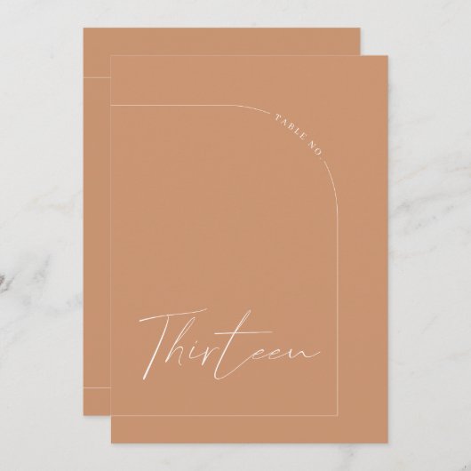 Moderner Boho Rust Arch Table Dreizehn Tischnummer (Vorne/Hinten)