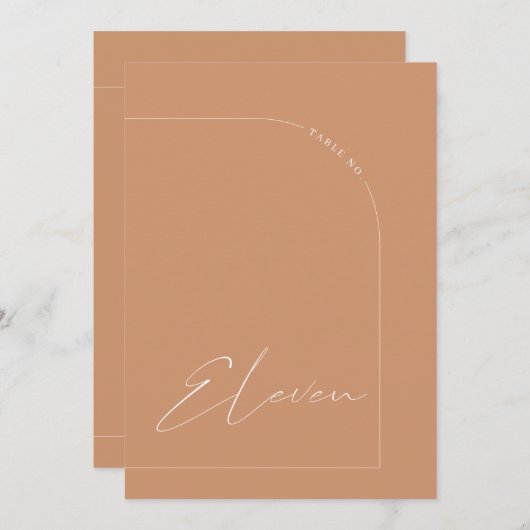 Moderner Boho Rust Arch Table Eleven Tischnummer (Vorne/Hinten)