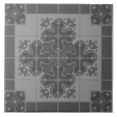 Moderner Boho Schwarz-Weiß-Muster Rhombus Fliese (Vorderseite)