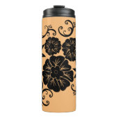 Moderner Boho Schwarze Blüte auf Beige Thermal Tum Thermosbecher (Vorderseite)