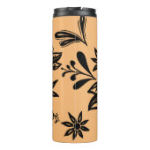 Moderner Boho Schwarze Blüte auf Beige Thermal Tum Thermosbecher (Rückseite)