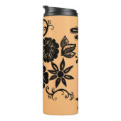 Moderner Boho Schwarze Blüte auf Beige Thermal Tum Thermosbecher (Nach rechts gedreht)