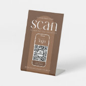 Moderner Boho Terracotta Business Scannable QR Cod Sockelschild (Vorderseite)