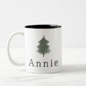 Moderner Boho Weihnachtsbaum mit Name Coffee Tasse (Links)