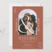 Moderner Bohobarsch 2 Foto Hochzeit Terrakotta Einladung (Vorderseite)