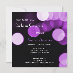 Moderner Bokeh Lila Glitter und Glamour Geburtstag Einladung