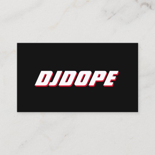 Moderner BOLD-DJ mit Schwarz-weißer und roter Typo Visitenkarte (Vorderseite)