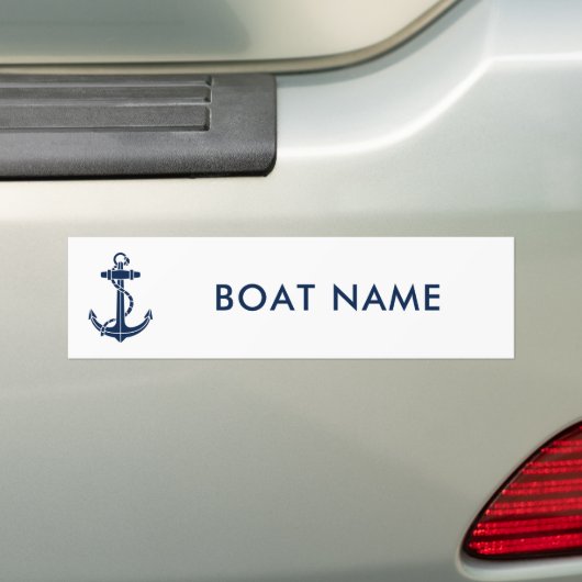 Moderner Bootsname Marineblaue Anker individuell Autoaufkleber (Auf Auto)