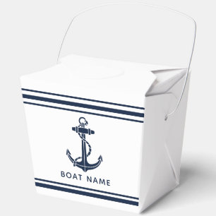 Moderner Bootsname Marineblaue Anker individuell Geschenkschachtel