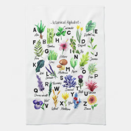 Moderner botanischer Alphabet Blumengarten Geschirrtuch