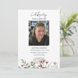 Moderner botanischer Beerdigungsservice e-vite Einladung