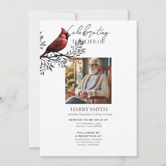 Moderner botanischer Beerdigungsservice e-vite Einladung (Vorderseite)