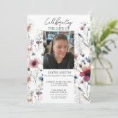 Moderner botanischer Beerdigungsservice e-vite Einladung (Stehend Vorderseite)