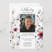 Moderner botanischer Beerdigungsservice e-vite Einladung (Vorne/Hinten)