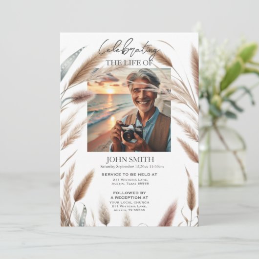 Moderner botanischer Beerdigungsservice e-vite Einladung (Stehend Vorderseite)