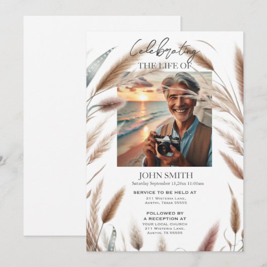 Moderner botanischer Beerdigungsservice e-vite Einladung (Vorne/Hinten)