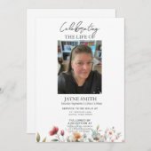 Moderner botanischer Beerdigungsservice e-vite Einladung (Vorne/Hinten)