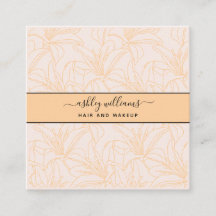 Moderner botanischer Blush Black Script Name Squar