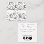 Moderner botanischer Blush Black Script Name Squar Quadratische Visitenkarte (Vorne/Hinten)
