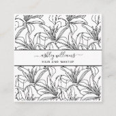 Moderner botanischer Blush Black Script Name Squar Quadratische Visitenkarte (Vorderseite)