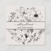 Moderner botanischer Blush Black Script Name Squar Quadratische Visitenkarte (Vorderseite)
