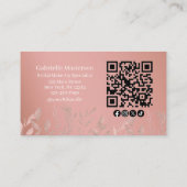 Moderner Botanischer Dusty Rose Boho Foto QR Code Visitenkarte (Rückseite)