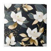 Moderner botanischer Eukalyptus in Gold Fliese (Vorderseite)