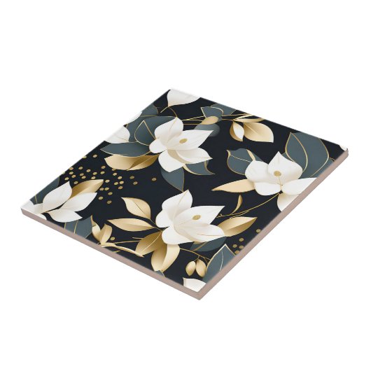 Moderner botanischer Eukalyptus in Gold Fliese (Seite)