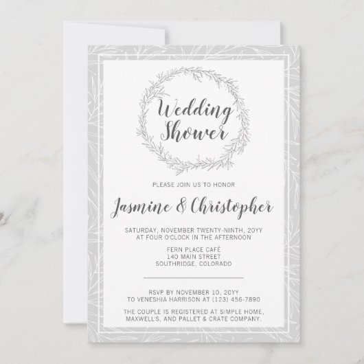 Moderner botanischer Kranz-Polterabend Einladung (Vorderseite)