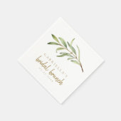 Moderner Botanischer Olivenzweig Bridal Brunch Serviette (Ecke)