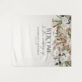 Moderner botanischer Pampas-Eukalyptus-Hochzeitspa Wandteppich (Vorderseite (Horizontal))